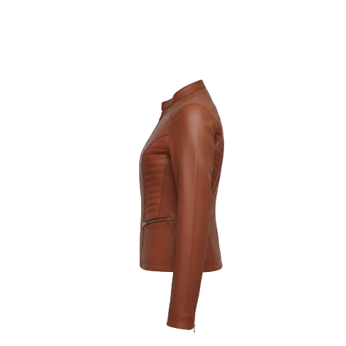 Women’s Brown Slim Fit Motorcycle Leather Jacket