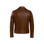 Brown leather jacket on a white background