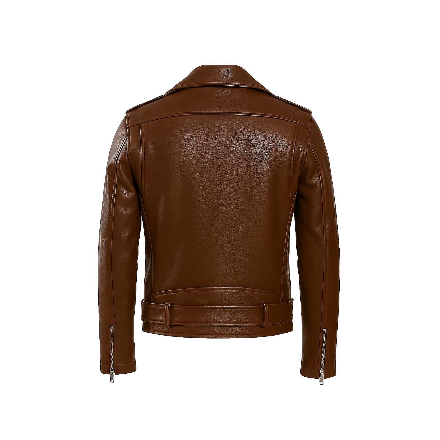 Brown leather jacket on a white background