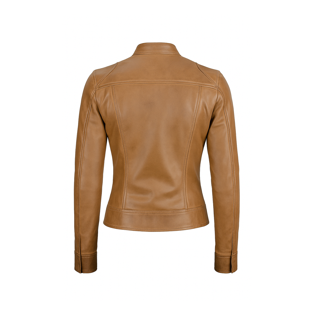 Brown leather jacket on a white background