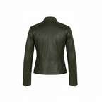 Green leather jacket on a white background