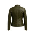 Green leather jacket on a white background