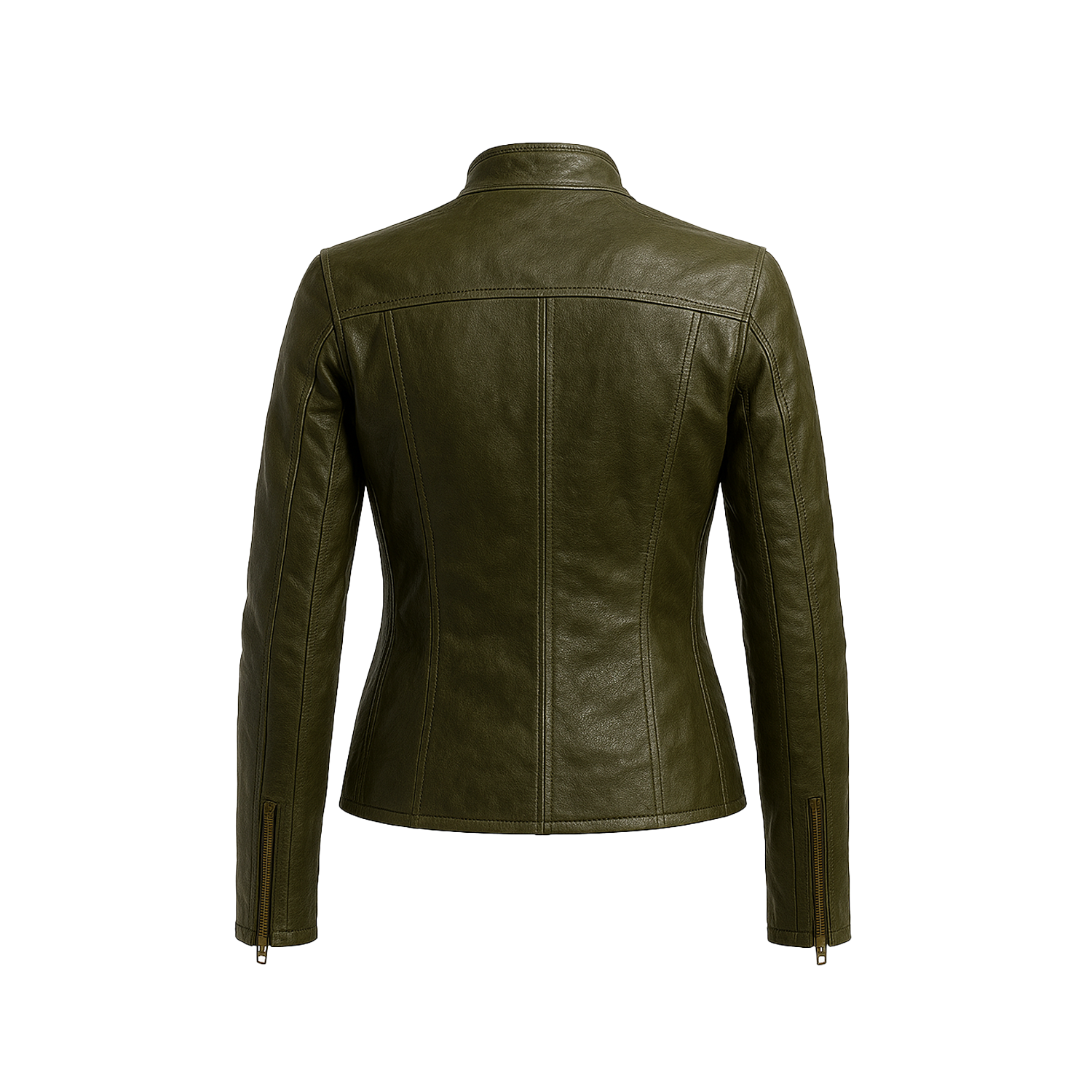 Green leather jacket on a white background