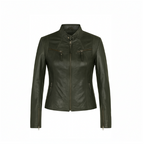 Green leather jacket on a white background