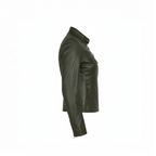 Green leather jacket on a white background