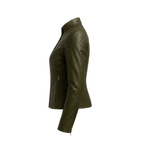Green leather jacket on a white background