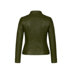 Green leather jacket on a white background