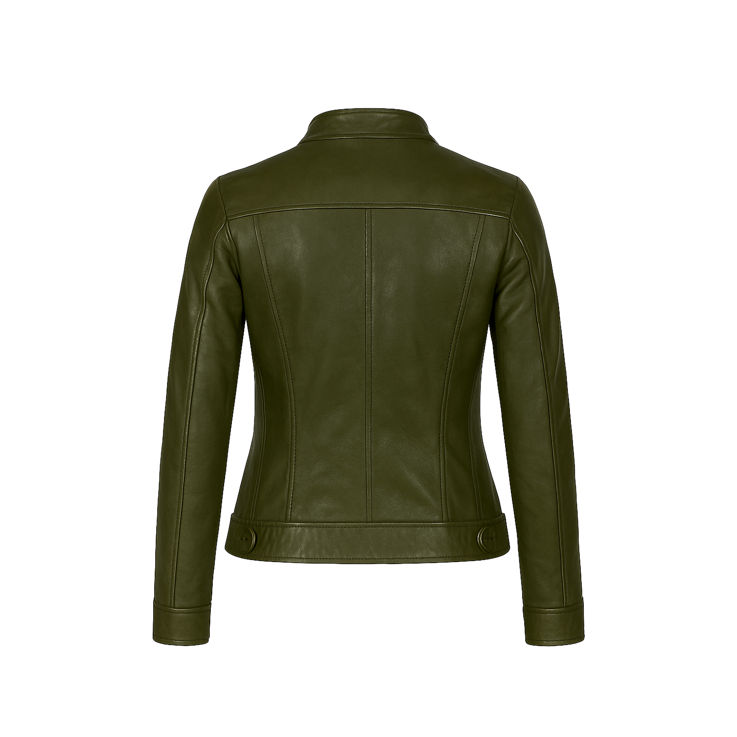 Green leather jacket on a white background