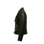 Black leather jacket on a white background