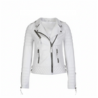 White leather jacket with zippers on a white background