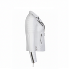White leather jacket with zippers on a white background